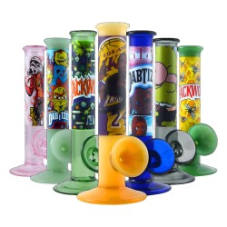 4" Straight Water Pipe Shaped Glass Hand Pipe Assorted colors - [SHP-001]